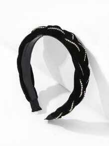 Tiệc 1pc Rhinestone Trang trí Băng đô bện Tiara - màu đen - Xem 2