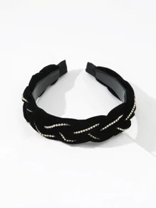 Tiệc 1pc Rhinestone Trang trí Băng đô bện Tiara - màu đen - Xem 4