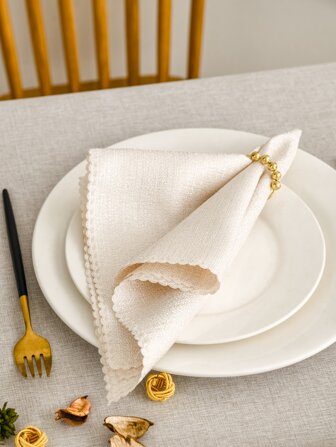 6pcs Scallop Trim Cloth Napkin