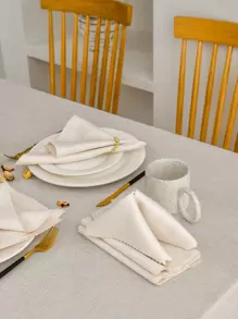 6pcs Scallop Trim Cloth Napkin