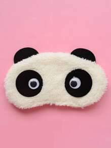 1入組卡通熊貓設計毛茸茸眼罩 - 彩色 - 查看 1