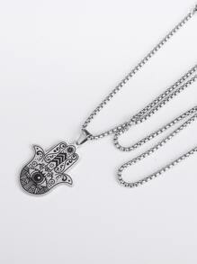SeuSuk Nam giới thời trang và được ưa chuộng Chi tiết Evil Eye Vòng cổ tay Hamsa bằng thép không gỉ để làm quà tặng trang sức và cho vẻ ngoài sành điệu - Bạc - Xem 2