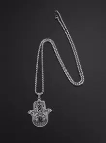SeuSuk Nam giới thời trang và được ưa chuộng Chi tiết Evil Eye Vòng cổ tay Hamsa bằng thép không gỉ để làm quà tặng trang sức và cho vẻ ngoài sành điệu - Bạc - Xem 5