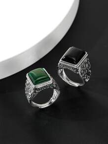 chiếc nhẫn trang trí hình chữ nhật nam thời trang và phổ biến để làm quà tặng trang sức và cho vẻ ngoài sành điệu - Nhiều màu - Xem 1