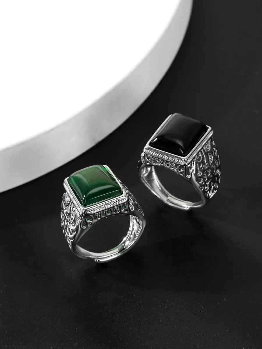 chiếc nhẫn trang trí hình chữ nhật nam thời trang và phổ biến để làm quà tặng trang sức và cho vẻ ngoài sành điệu - Nhiều màu - Xem 1