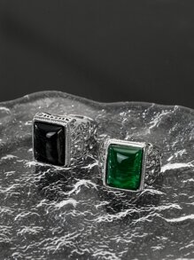 chiếc nhẫn trang trí hình chữ nhật nam thời trang và phổ biến để làm quà tặng trang sức và cho vẻ ngoài sành điệu - Nhiều màu - Xem 3