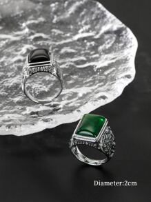 chiếc nhẫn trang trí hình chữ nhật nam thời trang và phổ biến để làm quà tặng trang sức và cho vẻ ngoài sành điệu - Nhiều màu - Xem 4