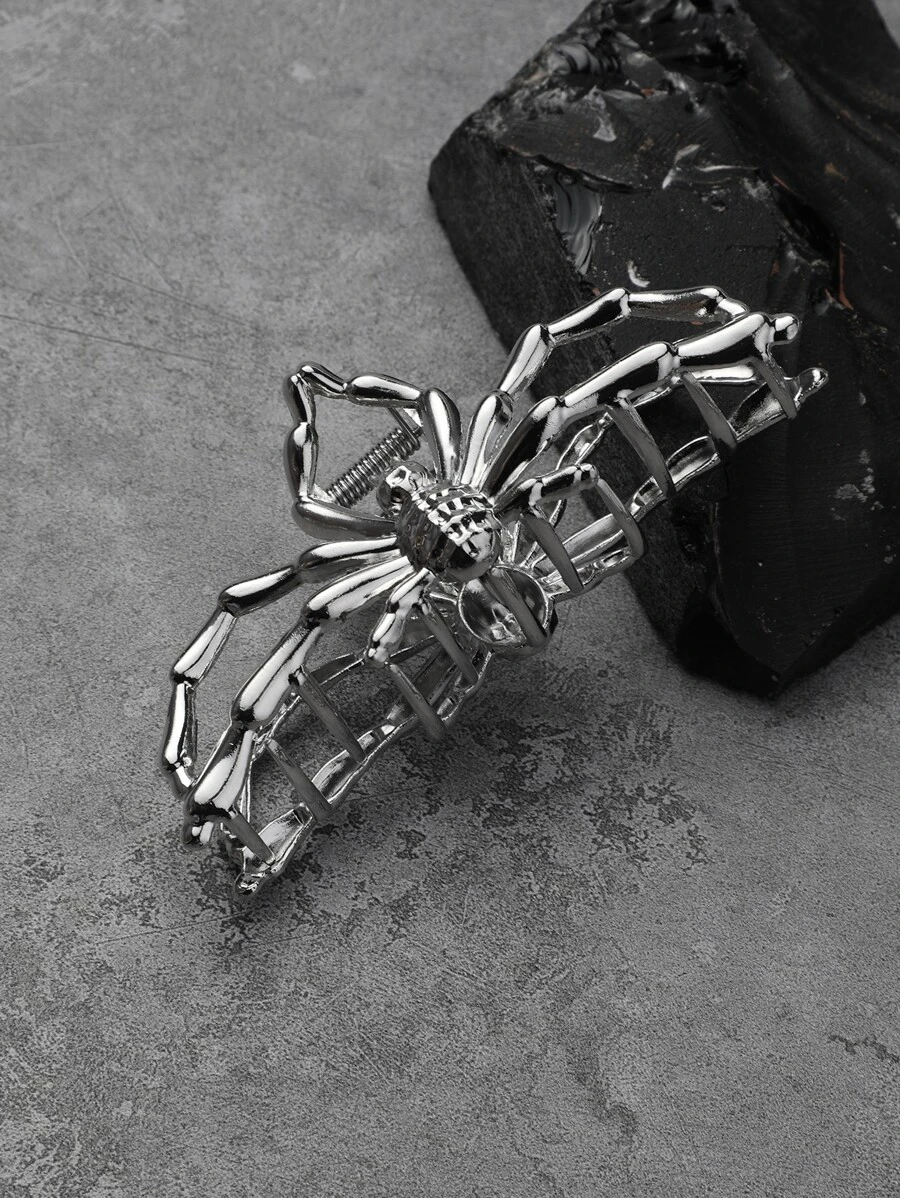 Spider Design Hair Claw For Daily Use For Girls Hairstyles Casual Street Halloween Fall Winter Hair Clip Claw Clip Hair Accessories For Women For Vacation Outfits Woman - Silver - View 1