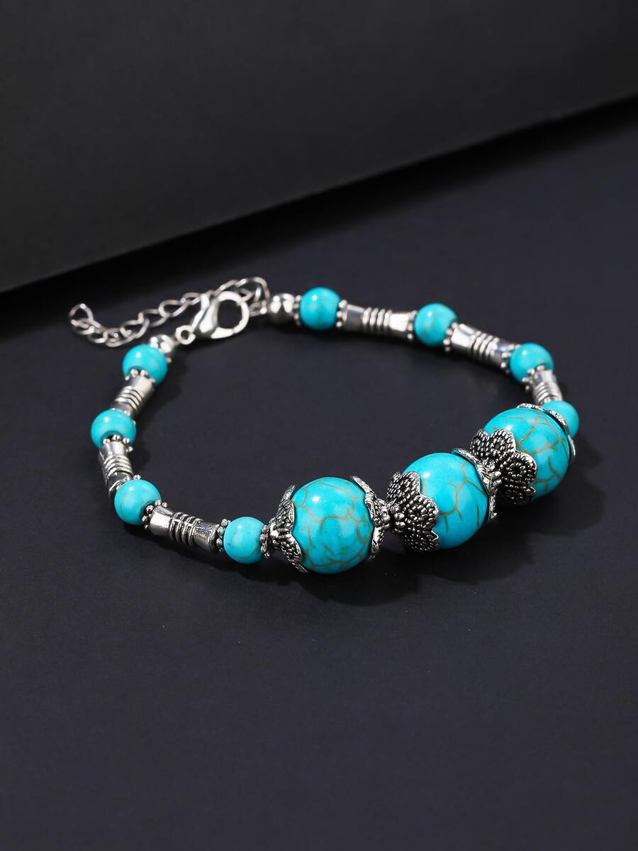 Hombres Pulsera con diseño de turquesa - Azul - Ver 1