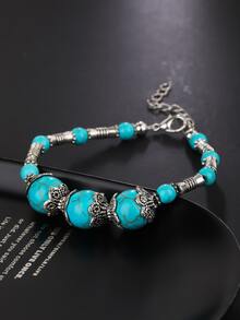 Hombres Pulsera con diseño de turquesa - Azul - Ver 2