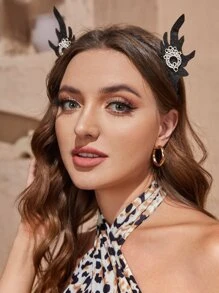 ROMWE Goth Diadema con adorno ribete con volante - Negro - Ver 1