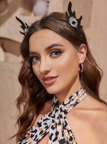ROMWE Goth Diadema con adorno ribete con volante - Negro - Ver 2