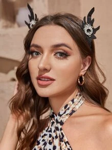 ROMWE Goth Diadema con adorno ribete con volante - Negro - Ver 4