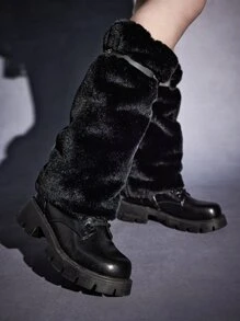 ROMWE Goth Polaina vinculado con aro mullido - Negro - Ver 2