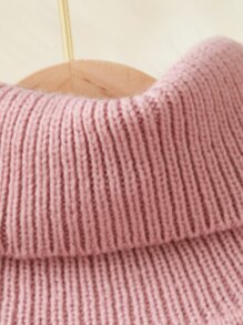 Girls Cable Knit Turtleneck Jumper - Dusty Pink - View 4