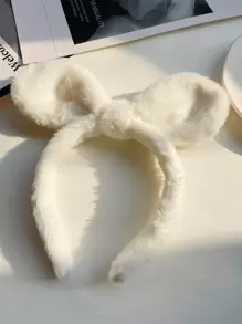 Băng đô trang trí tai thỏ dễ thương, tai động vật - trắng - Xem 2