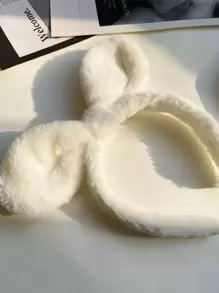 Băng đô trang trí tai thỏ dễ thương, tai động vật - trắng - Xem 3