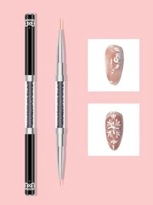 1pc Double-ended Nail Brush - Black - View 5