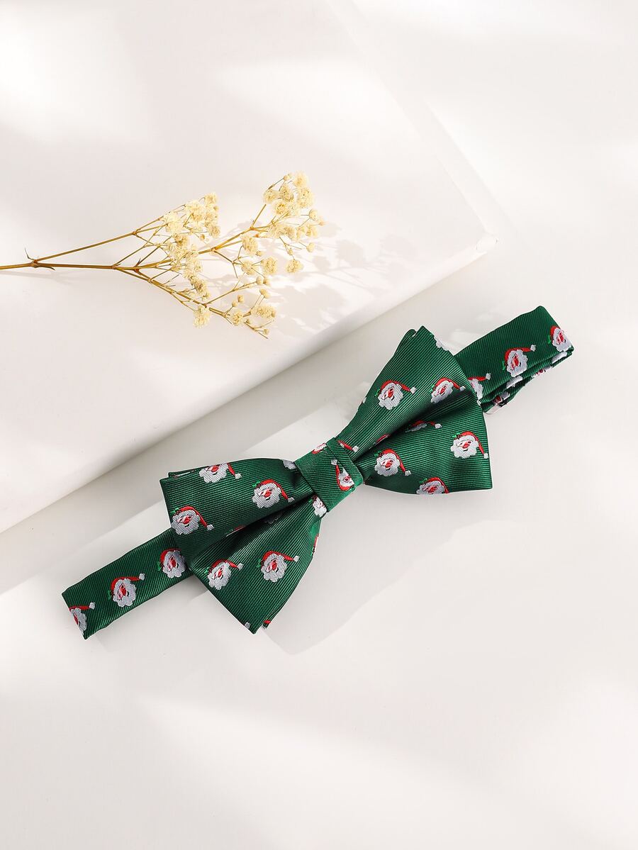 1pc Christmas Green Bow Tie - Green - View 1