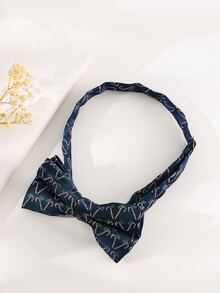 Men Christmas Candy Cane Pattern Bow Tie - Green - View 2