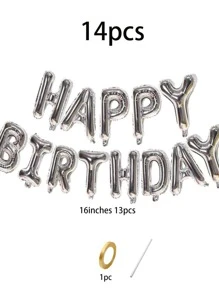 14pcs Metallic Letter Shaped Balloon - Silver - View 5