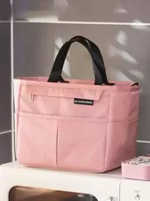 Letter Patched Detail Lunch Bag - Pink - View 1