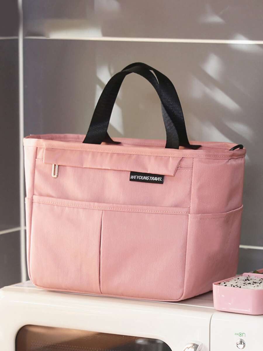 Letter Patched Detail Lunch Bag - Pink - View 1