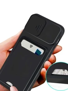 适用于男士的手机壳，1个高端透明卡槽手机壳，带摄像头保护和防摔功能，兼容苹果和三星机型，兼容 11、 13、Galaxy A12，国际版，非国内版。 - 黑色 - 查看 2