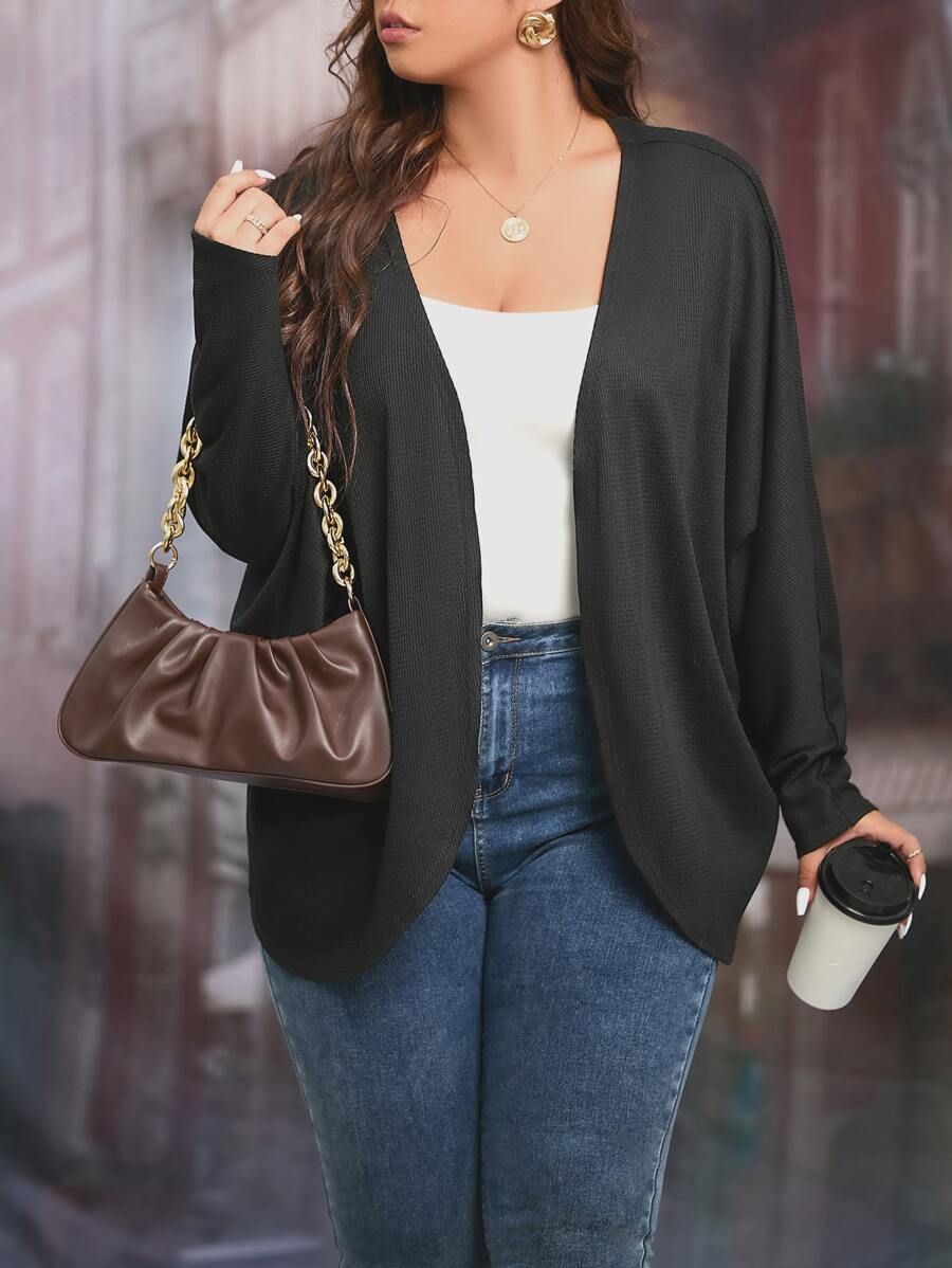 Áo khoác cỡ lớn màu trơn Giải trí - màu đen - Xem 1