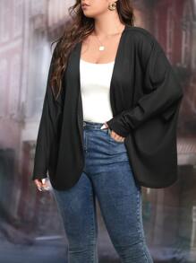 Áo khoác cỡ lớn màu trơn Giải trí - màu đen - Xem 3