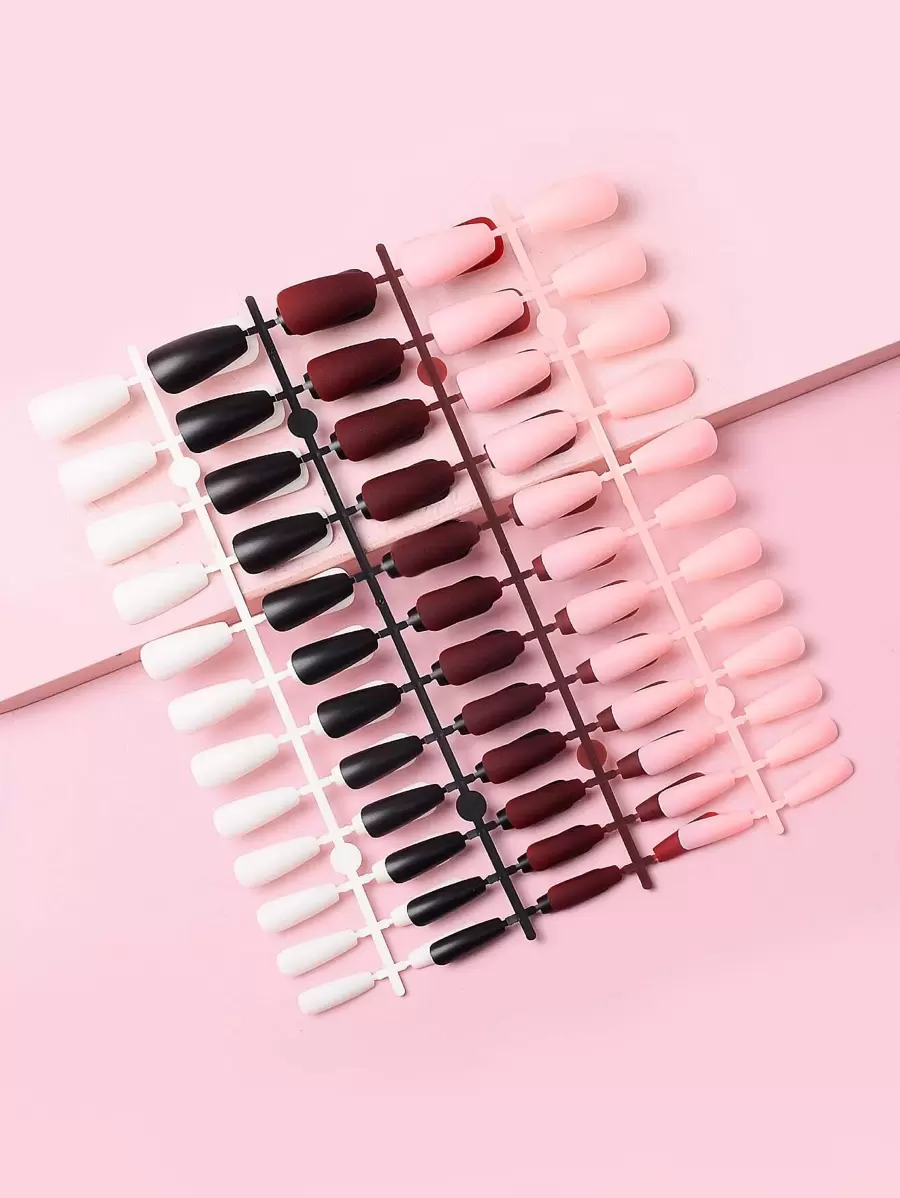 96 片长棺材色哑光假指甲，提升您的外观，美甲用品，美甲 - 彩色 - 查看 1