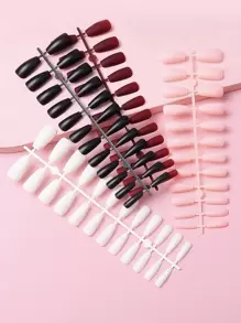 96 片长棺材色哑光假指甲，提升您的外观，美甲用品，美甲 - 彩色 - 查看 2