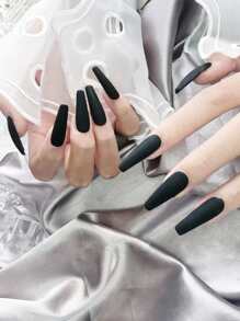 96 片长棺材色哑光假指甲，提升您的外观，美甲用品，美甲 - 彩色 - 查看 3
