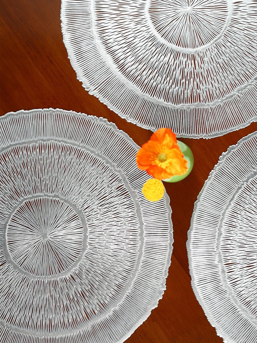 1 pieza Mantel individual de color metálico con abertura - Plateado - Ver 1