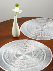 1 pieza Mantel individual de color metálico con abertura - Plateado - Ver 2