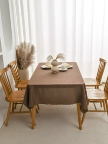 Mantel unicolor ribete en abanico - Café integral - Ver 4