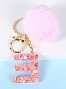 球球和字母墜飾鑰匙圈 - 粉色 - 查看 2