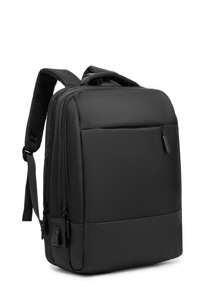 男士充电端口设计防水笔记本电脑背包 笔记本电脑包 适用于学校 大学 商务 户外 徒步旅行 露营 运动休闲背包 度假必备品 轻便 带可调节肩带 大容量 功能背包 简约度假 便携式旅行包 纯色黑色背包 商务休闲度假旅行背包 男士礼物 书包 户外 爸爸礼物 父亲礼物 男士礼物 礼物 情人节礼物