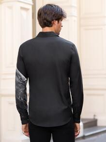 GENTILAND 男士老鷹印花襯衫 - 黑色 - 查看 2