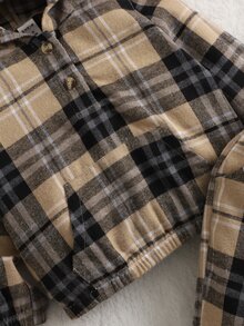 SHEIN Baby Boy Plaid Print Half Zip Hoodie & Pants - Multicolor - View 3