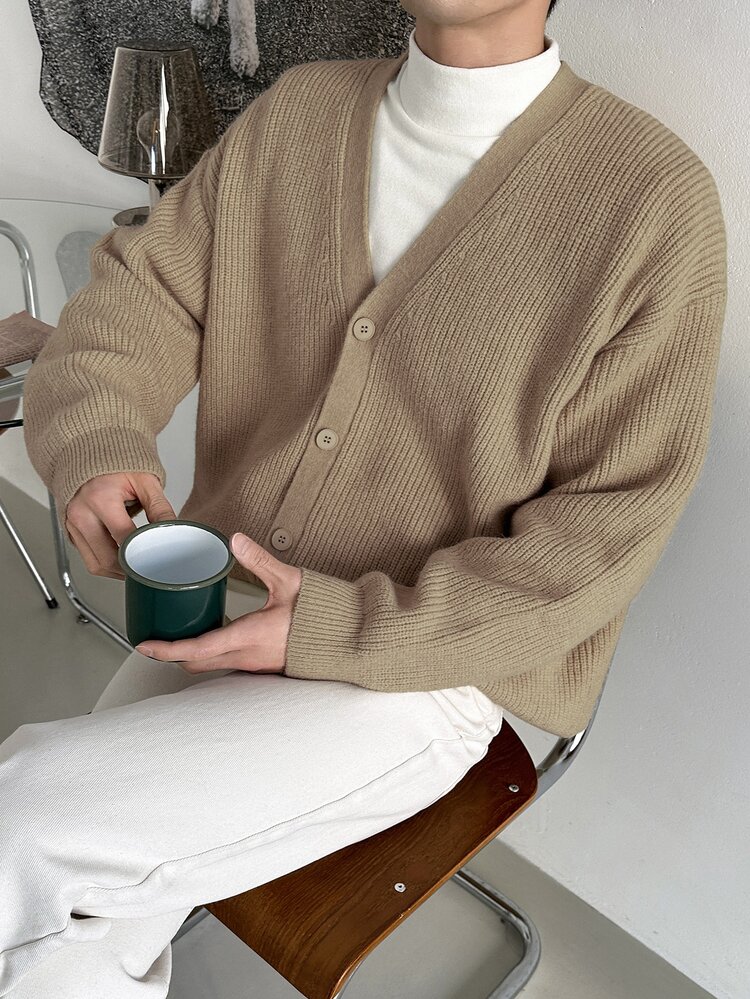 Men Drop Shoulder Cardigan