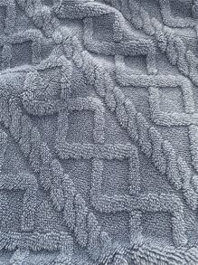 1 pieza manta de cama con patrón de punto de doble capa gruesa - Neblina azul - Ver 4