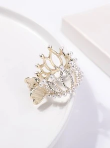 1pc Rhinestone & Faux Pearl Decor Hair Claw Cute Tiaras - View 3