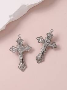 2pcs Vintage Alloy Cross Hair Clips, Halloween Accessories, Hair Accessories - Silver - View 3