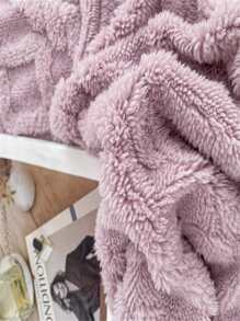 1pc Knit Pattern Double Layered Thick Bed Blanket - Purple - View 3