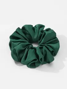 1個毛茸茸的實心極簡馬尾圈，休閒風 - 墨綠色 - 查看 1