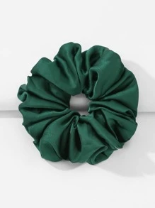 1個毛茸茸的實心極簡馬尾圈，休閒風 - 墨綠色 - 查看 2