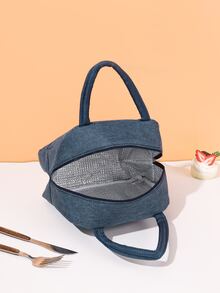 Letter Patched Detail Insulation Lunch Bag - Blue - View 2