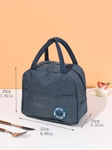 Letter Patched Detail Insulation Lunch Bag - Blue - View 3
