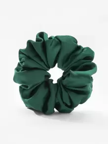 1個毛茸茸的實心極簡馬尾圈，休閒風 - 墨綠色 - 查看 3